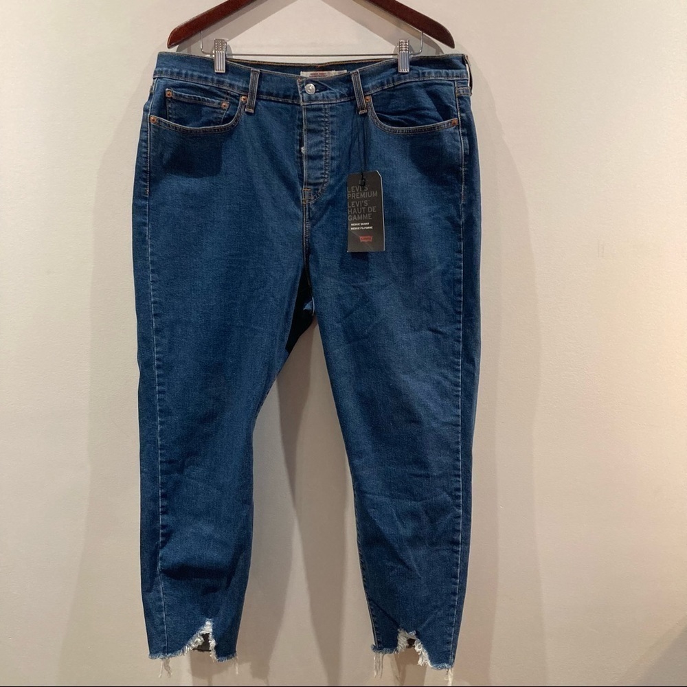 LEVI’S Sz 18 Wedgie Skinny Distressed Hem Button Fly Mid-Wash High Rise  Jeans